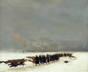 Der Krieg von 1870-71: Eine Infanteriekolonne auf dem Weg zu einem Überfall, 1872